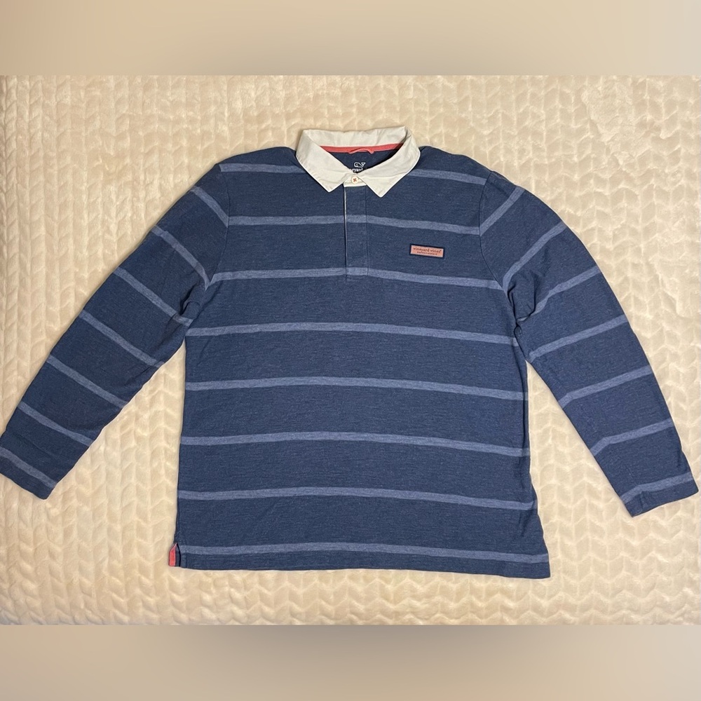 EUC- Vineyard Vines Blue Striped Long Sleeve Shirt